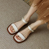 Ladies Shoes with Low Heels Footwear Outdoor Sandals for Women Beige Summer