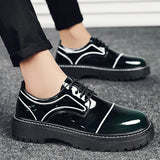 Fashion Patent Leather Casual Leather Shoes Casual Bright Mens Shoes Luxury Thick bottom Party Oxford Shoes Shiny Designer Shoes