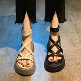 Thick Heel Women Sandals Women's New Hollow Open Toe Shoes Fashion Casual Sandals Female Designer Flat Roman Shoes Summer