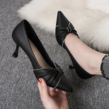 Black High-heeled Women's Slender Heel 2024 Autumn New Pointy Work Shoes Temperament Career Women's Shoes Not Tired Feet