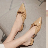 Shoes for Women Brown Woman Slippers Job Leather Slides Mules Sandals Pointed Toe Summer High Up To 4cm Heel New Style Pvc