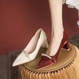 Shoes for Women Red High Heels Ladies Summer Footwear Sexy Pumps Bride Pearl Wedding Shoe on Heeled Beau Today Lastest A E