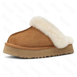 Winter Women Fur Slippers Warm Boots Platform Flip Flops  New Short Plush Flats Home Cotton Shoes Suede Mules Ladies Boots