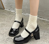 New Mary Jane Shoes Women's Shoes Women Thick Heels Buckle Lolita Shoes School Uniform Student Girls Leather Shoes