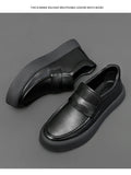 Spring Autumn New Designer Leather Loafers Male Fashion Casual New Designer Black British Platform Shoes for Men