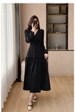 Autumn New Elegant Chic Satin Midi Dresses for Women Fashion V-neck Long Sleeve Pleated Ruffles Prom Party Female Clothing