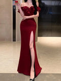 Sexy Bodycon Long Dresses for Women Wedding Evening Party Prom Robe Ruffles Slash Neck High Split Hollow Out Summer New Vestido