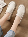 Woman Footwear Low Leather High on Platform Shoes for Women Loafers White Casual Daily Routine Autumn Offer Korean Fashion