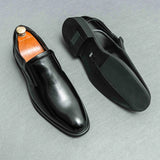 New Men's Retro Consice Leather Shoes Fashion Luxury Slip-on Loafers Male Business Shoes Light Dress Driving Shoes Monk Shoes