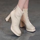 Street Style High Heel Women Ankle Boots Fashion Square Toe Short Booties Autumn Winter Ladies Shoes Botas Mujer