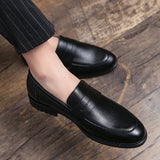 Evening Dress Men Shoes High QualityBlack New Stylish Design Slip-on Shoes Casual Formal Office Leather Shoes Luxury Career