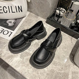 Shoes Woman British Style Oxfords Shallow Mouth Round Toe Black Flats Casual Female Sneakers Ladies' Footwear Loafers With