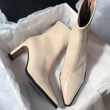 Pointed Toe Women Chelsea Boots Ankle Fashion High Heels Shoes New Brand Winter Designer 2024 Shoes Goth Walking Zapatos Mujer