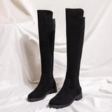 Shoes for Woman Middle Heel Footwear Winter Knee High Shaft Women's Boots Long Flat Gothic Spring Autumn Demi-season Quality Hot