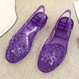 Summer  Pvc Plastic Sandals for Women Purple Footwear Open Toe Ladies Shoes with Medium Heels Jelly Asian Size Vip Sale F H