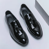 Fashion Tassel Patent Loafers Men's Luxury Pea Shoes Night Club Shiny Leather Shoes Black Shoes Slip-on Flats Moccasins Shoes