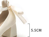 High Heels Women's New Fashion Bow Thick Heel Square Toe Mary Jane Shoes Elegant Medium Heel Women's Shoes Party Shoes