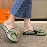 Shoes for Woman Round Toe Women's Summer Footwear Kawaii Moccasins Flats Cute Flat Green Stylish Chic and Elegant Shoe 39 E