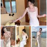 Elegant Fashion Party Bodycon Midi Dresses for Women Summer New Korean Chic Sleeveless Office Casual Pink Female Clothing