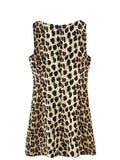 Woman Summer Fashion Leopard Print Sexy Mini Dress Vintage Women Sleeveless Zipper Folds Holiday Party Dresses Mujer