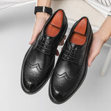 Men's Genuine Leather Shoes Classic Business Office Shoes Lace Up Low Heel Fashion Men's Casual Shoes Luxury Banquet Dress Shoes