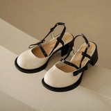 French Chunky Heels Spring Summer New Fashion CasualJane Shoes Ladies Designer Leather Sandals