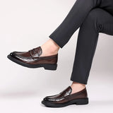 Italian High-end Leather Slip-on Shoes Mens Business Dress Square Toe British Slip-On Formal Casual Loafer Oxford Shoes Wedding