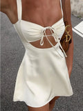 Bandage Sexy Sheath Dress For Women Summer Hollow Out Lace Up Sundress Femme Beach Sexy Slim Elegant Dresses Woman