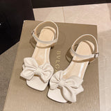 Large Solid Color Open-toe Sandals Women Summer New One-line Buckle Fashion Temperament Bow Knot Comfortable Women's Shoes