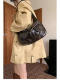 Vintage Coffee Shoulder Bag Women Retro New Autumn Pocket Chic Casual Underarm Bag Female Hot Girls Y2k Handbag Bolsa