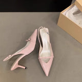 Summer New Women's Shoes Fashion Light Smooth Monochrome Pointed Women's Sandals Thin High Heels Dress Sexy High Heels