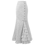 Vintage Gothic Long Skirts Women Punk Fish Tail Skirt New High Waisted Temperament Goth Skirt Festival Party Wear Woman Clothes