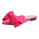 Spring and Summer Women's Shoes Korean Silk Satin Pointed Bow Tie Slippers Baotou Flat Heel Sets Semi Slippers