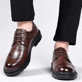 Cow Leather Formal Shoes Lace Up Men Oxfords Thick Bottom Men Fashion Wedding Party Men Dress Shoes Italian Designer Male Shoes