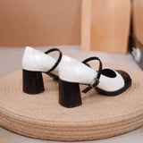 Shoes for Women  High Heels Round Toe Ladies Summer Footwear White Block Heel Pumps on Heeled Mary Jane Gothic