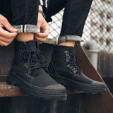 Classic Men's Genuine Leather Boots Trend High Top Shoes Handsome Knight Boots Men's Casual Short Boots Winter Cotton Shoes