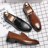 Evening Dress Men Shoes High QualityBlack New Stylish Design Slip-on Shoes Casual Formal Office Leather Shoes Luxury Career