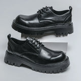 Men Casual Large Toe Original Black Platform Business Thick Bottom Dress Shoes Men Gentleman Outdoor Patent Leather Safety Shoes