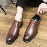 New Men's Retro Consice Leather Shoes Fashion Luxury Slip-on Loafers Male Business Shoes Light Dress Driving Shoes Monk Shoes