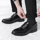 Spring Formal Shoes Men Genuine Leather Brown Oxford Breathable Flats Men Sapatos Masculino Men Gentlemans Stylish Lace Up Shoes