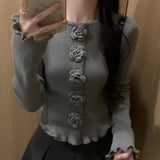 Knitted Chic Cardigans Women Korean Style 4 Colors Rose Beauty Elegant Ladies Clothing Spring Fashion New Design Single Breasted