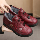 Leather Fur Moccasins Women Sport Sneaker for Elderly Female Soft Warm Comfortable Loafers  Zapatos Mujer Chaussures 2024