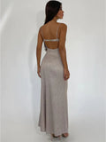 Elegant Sparkle Women Dress Fashion Spaghetti Strap Sleeveless Backless Bodycon Club Long Sexy Dress Party Outfits