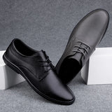 Genuine Men's Leather Shoes Hollow Out Breathable Comfortable Flat Shoes Business Shoes Office Commuting Men's Casual Shoes