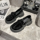 Shoes Woman British Style Oxfords Shallow Mouth Round Toe Black Flats Casual Female Sneakers Ladies' Footwear Loafers With