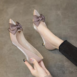 Shoes for Woman Bride Black Women's Summer Footwear Pointed Toe with Bow Stilito Low Heel Elegant Stylish Spring on Offer A