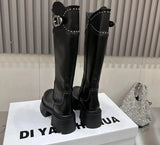 Platform Punk Women's Long Boots Fashion Back Zippers Knee High Botas Ladies Elegant Thick Bottom Shoes Winter Women's Footwear