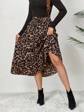 High Waist Leopard Midi Skirt For Women Casual Boho Printed Long Tulle Skirt Ladies Autumn New Chiffon A-line Skirt