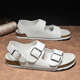 Italian Brand Minimalist White Men's Soft Sole Sandals Beach Shoes Men's Commuting Work Shoes Summer Hollowed Out Casual Shoes