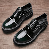 Fashion Patent Leather Casual Leather Shoes Casual Bright Mens Shoes Luxury Thick bottom Party Oxford Shoes Shiny Designer Shoes